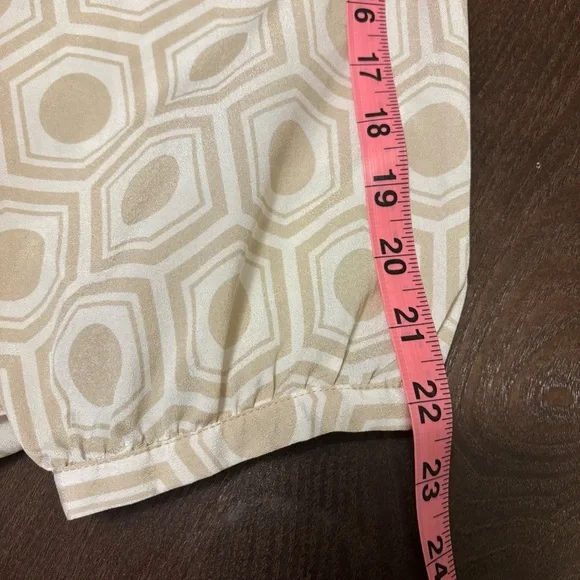 New York & Company Cream Geometric Long Sleeve Blouse - Picture 15 of 15